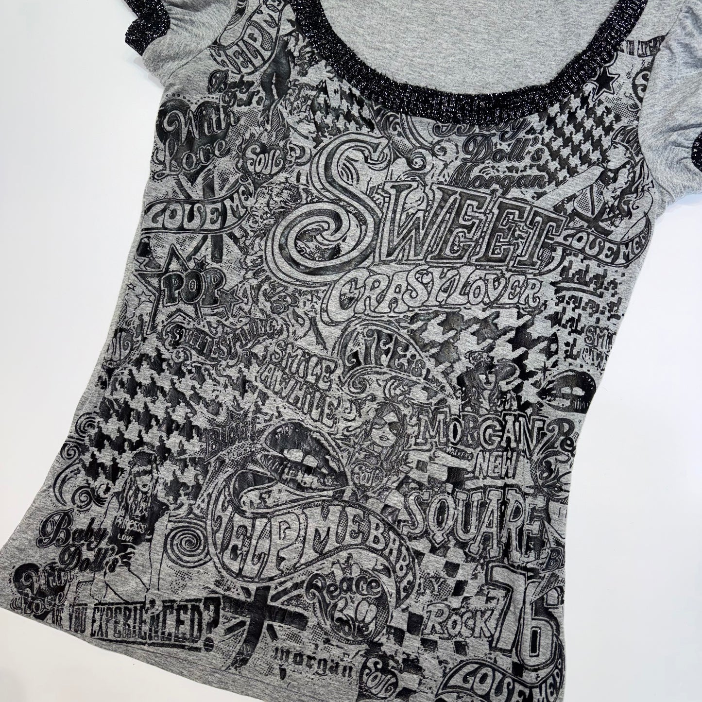 Morgan De Toi big collar grey graphic top