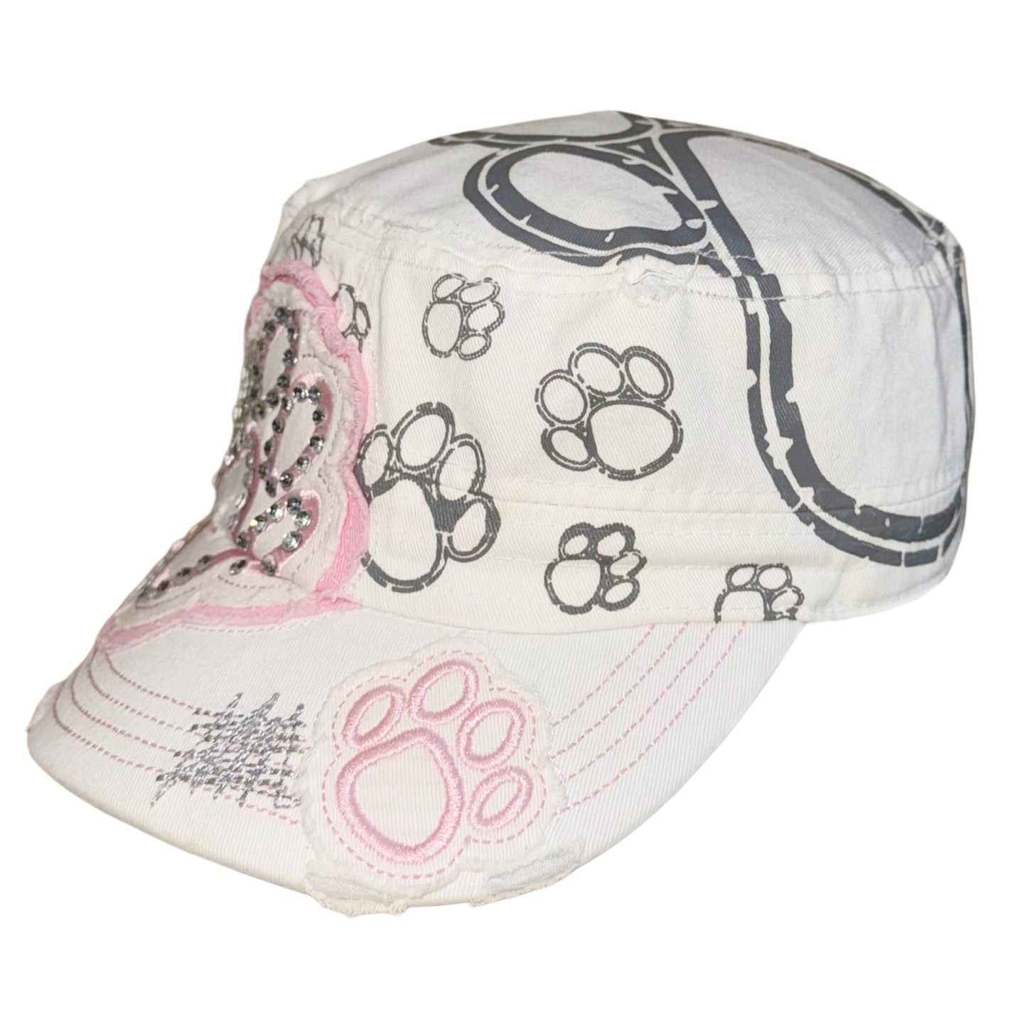 Pink paw white hat