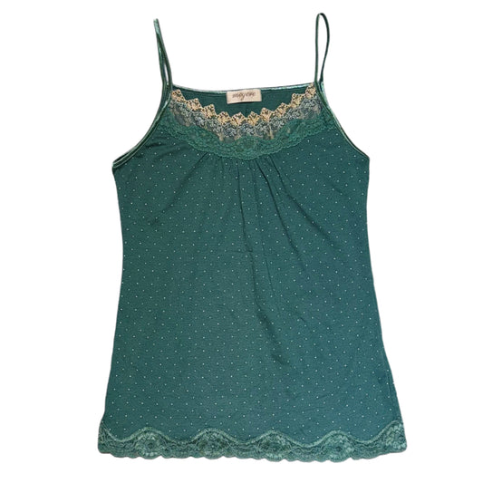Green polka dot lace tank