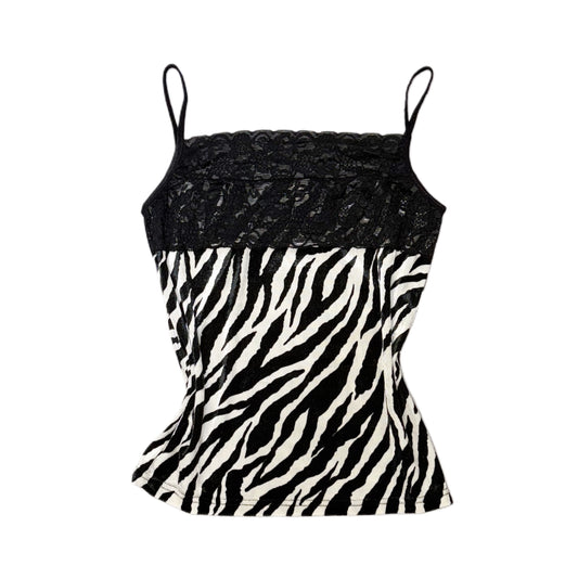 Zebra velvet lace tank