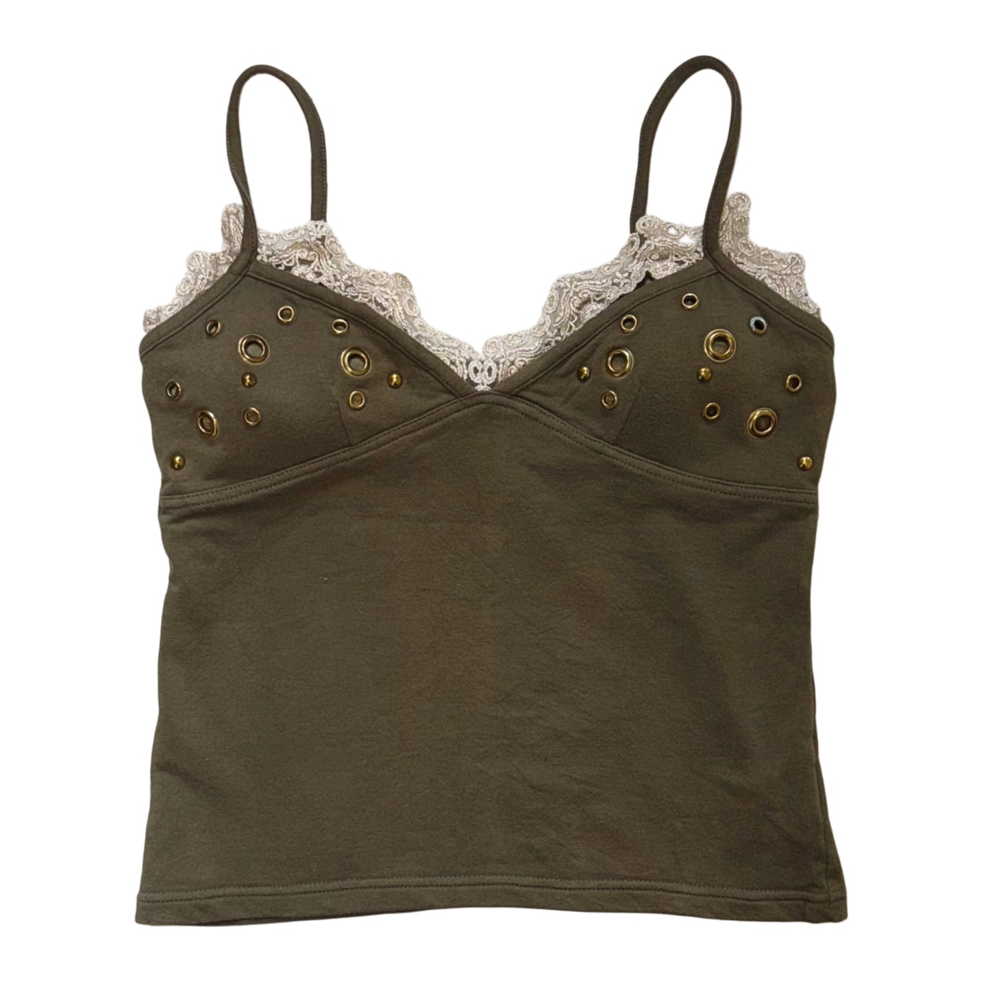 Green lace rivets layered tank