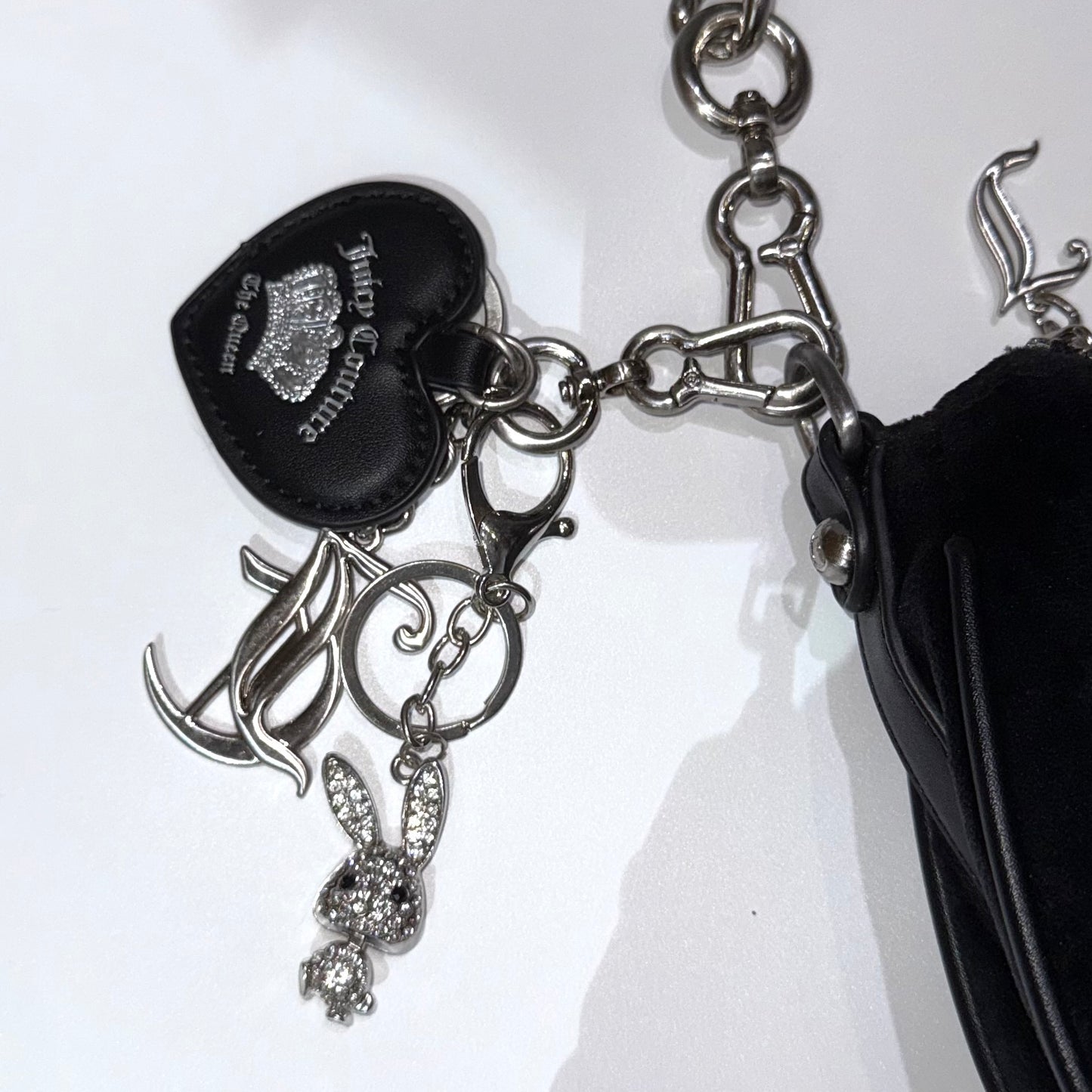Juicy Couture chain shoulder bag with heart and rabbit keychain