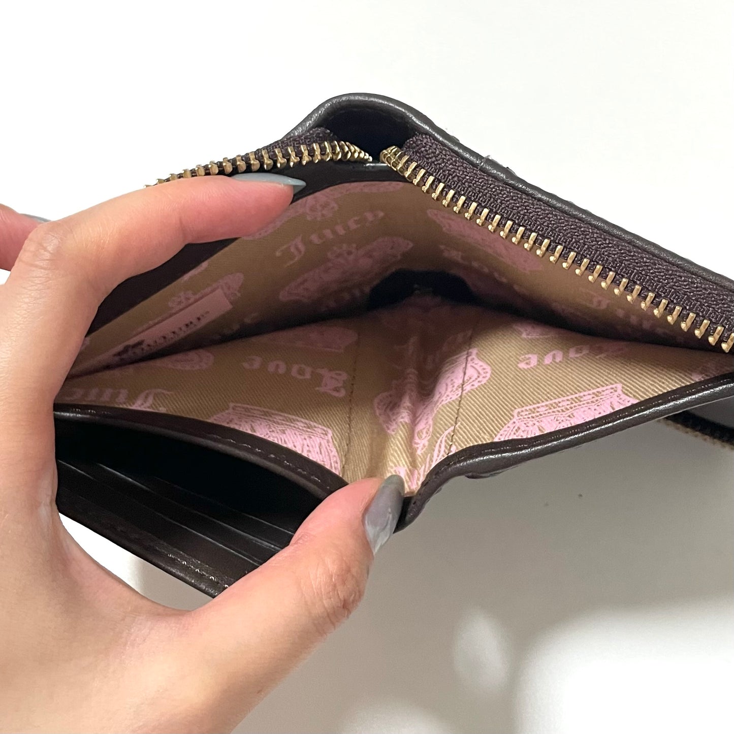 Juicy Courure dirty pink brown leather wallet