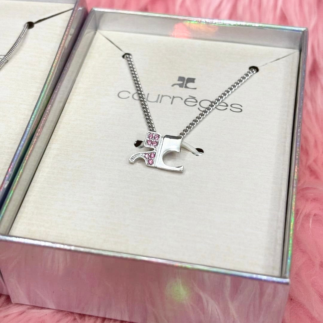 Courreges logo sliver necklace