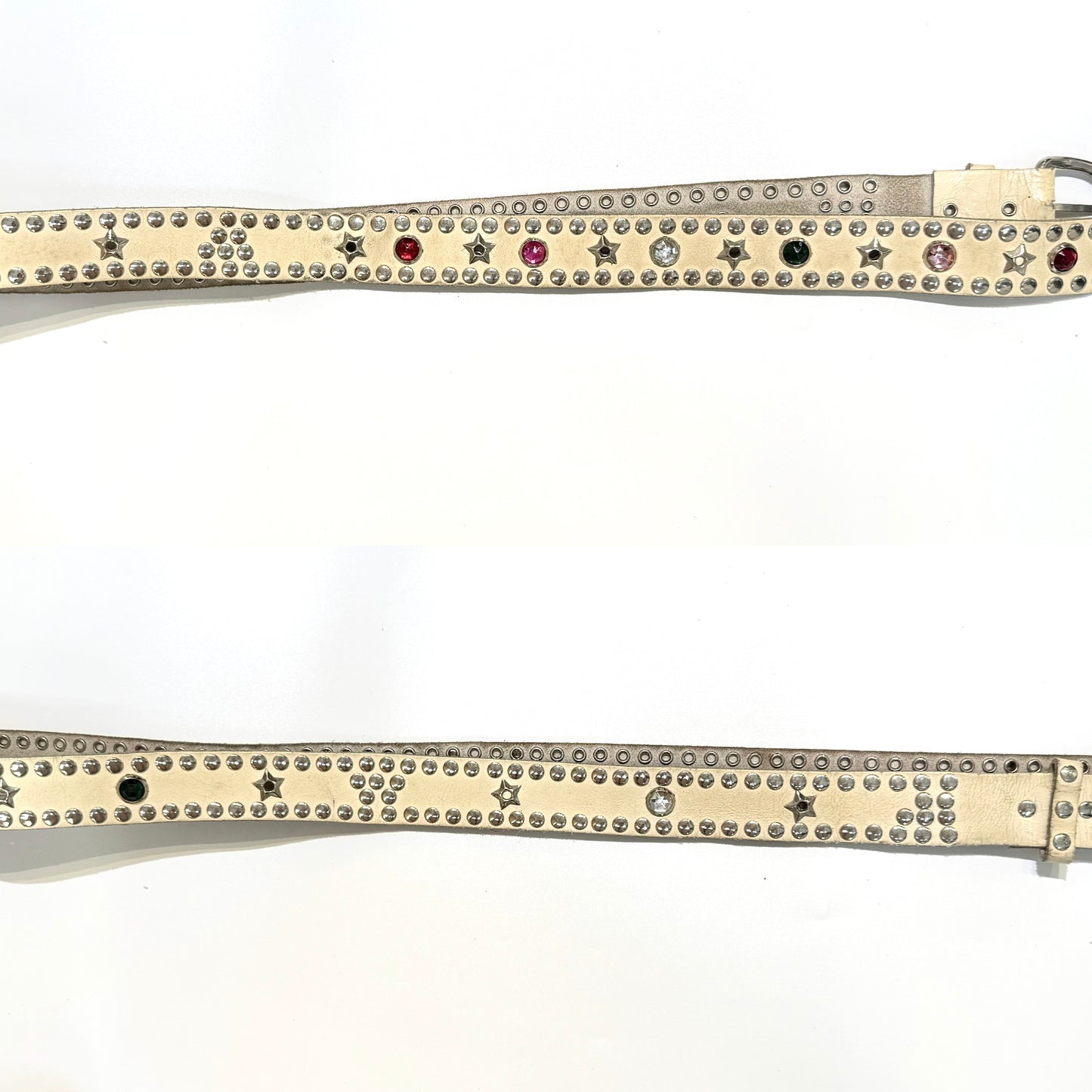 Ivory rivets star leather belt