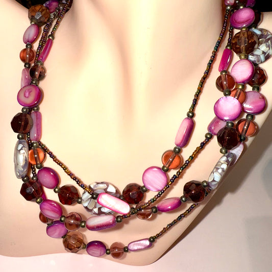 Purple beaded long necklace