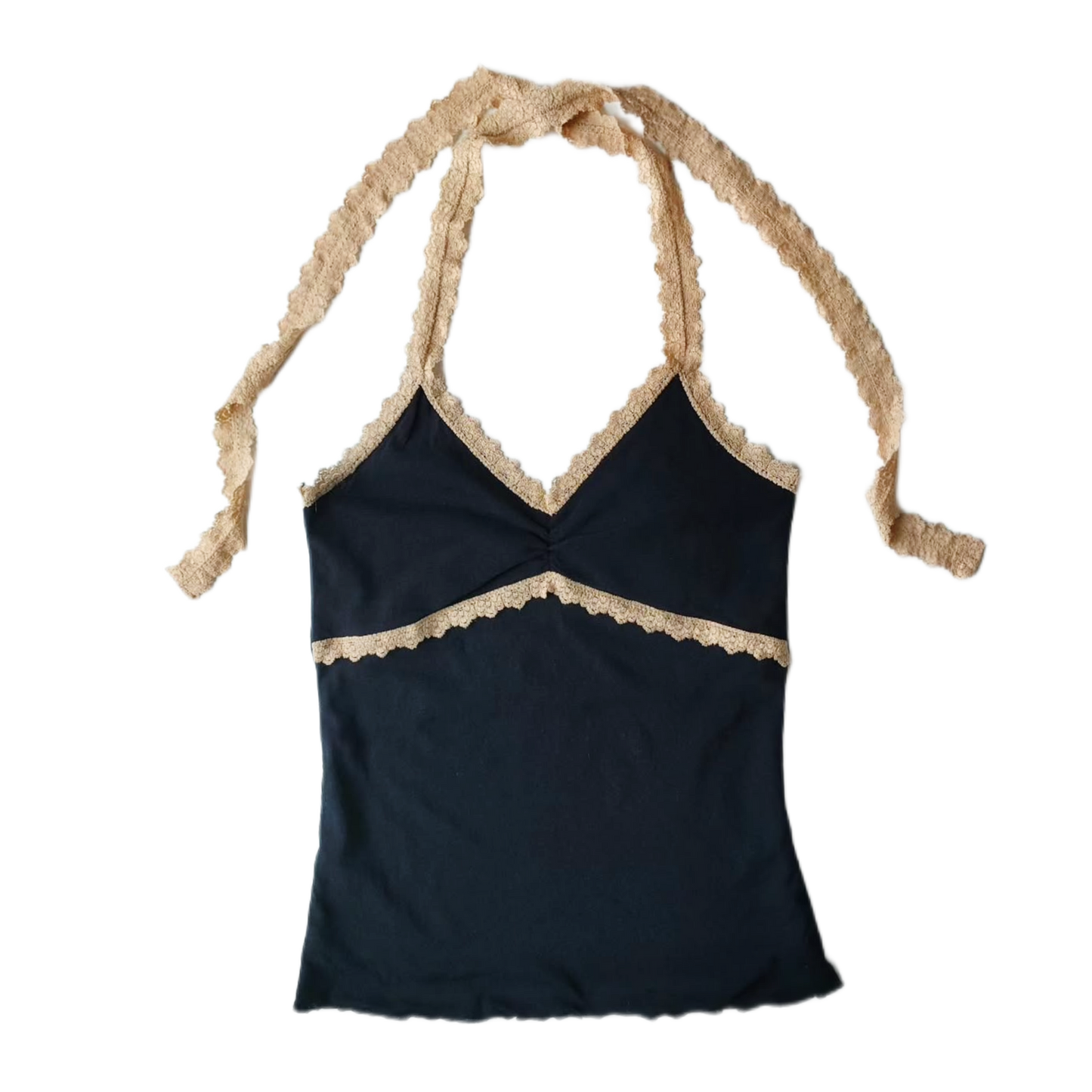 Black mesh halter top