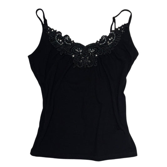 Black lace embroidered tank