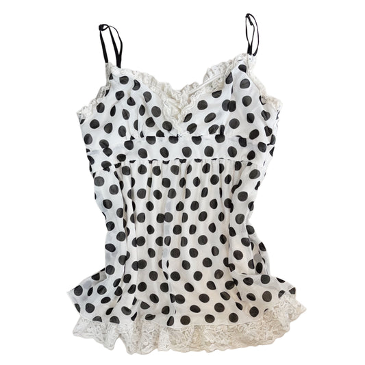 Polka dot white lace cami