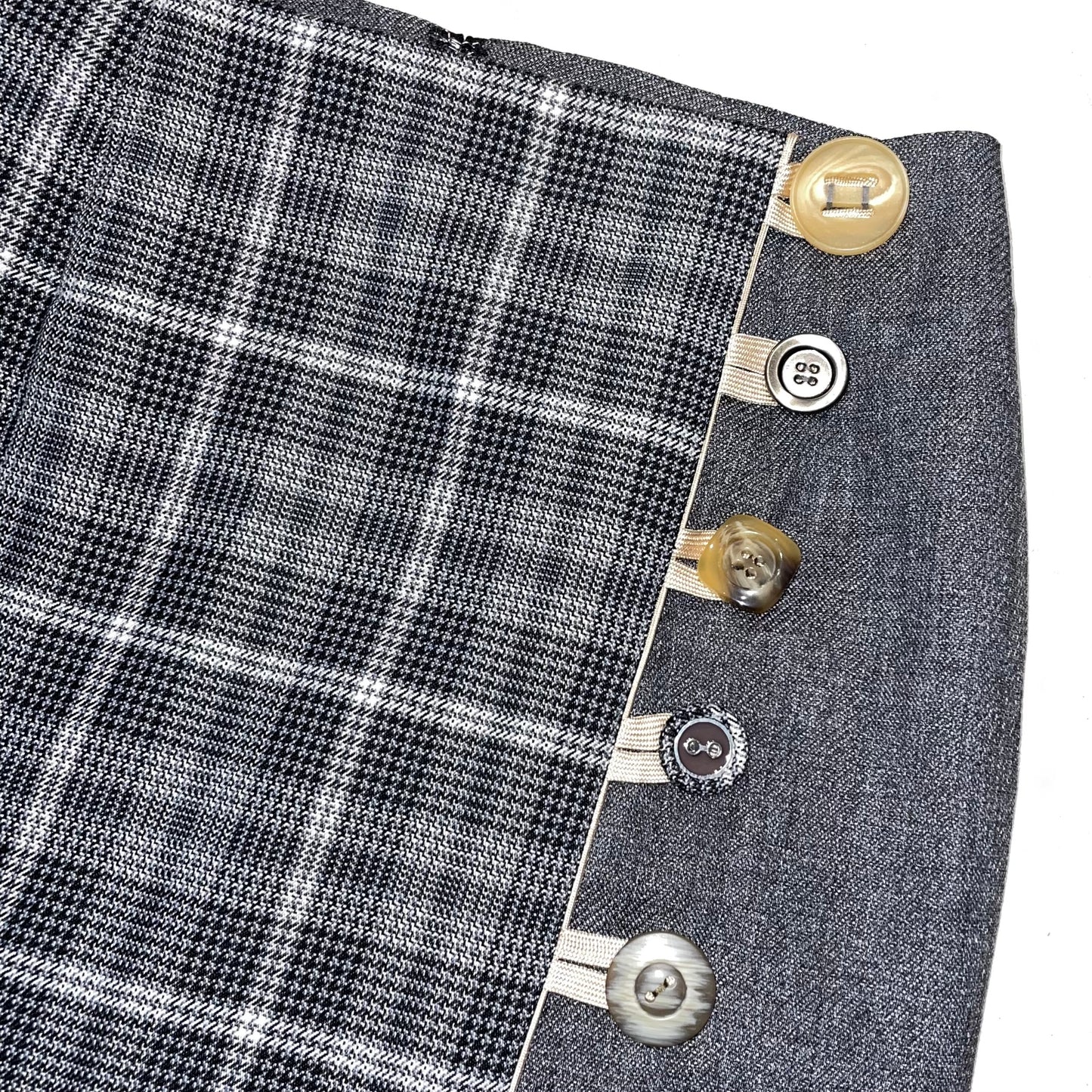 Grey tartan button skirt