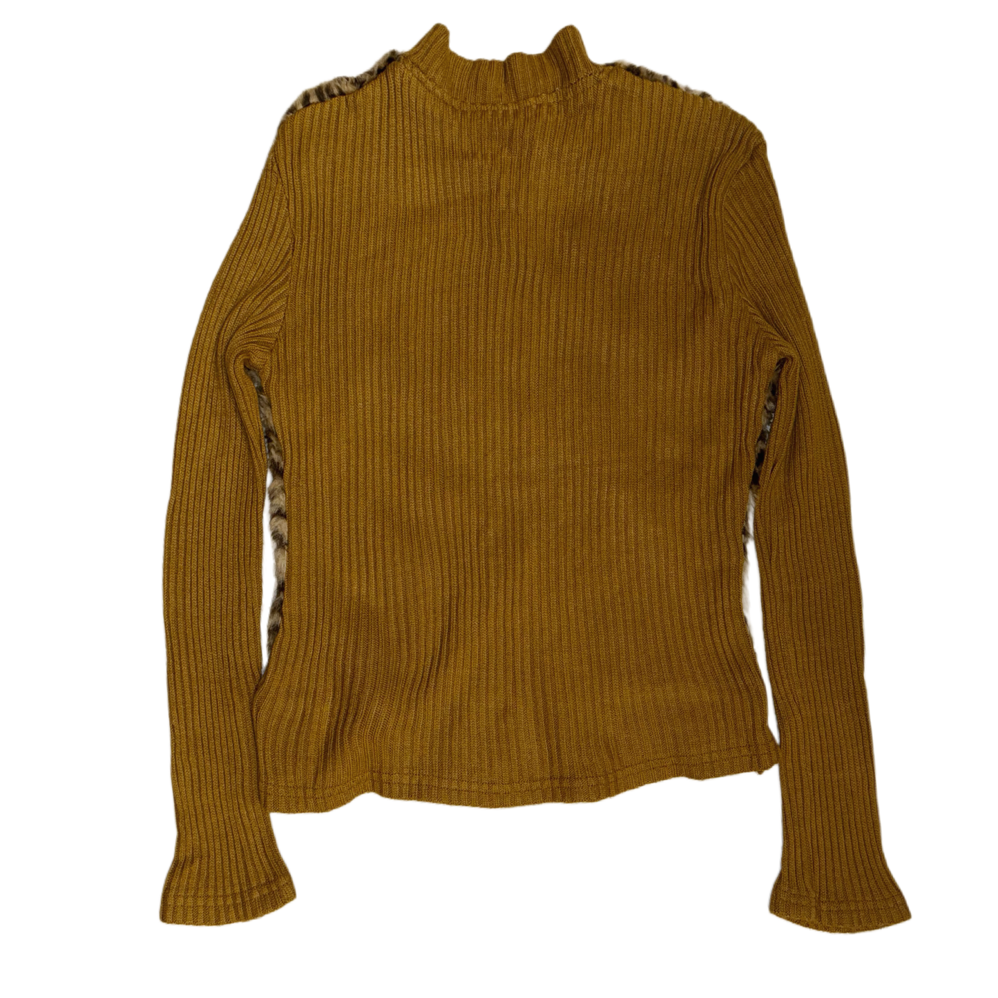 Brown leopard furry knit zip up