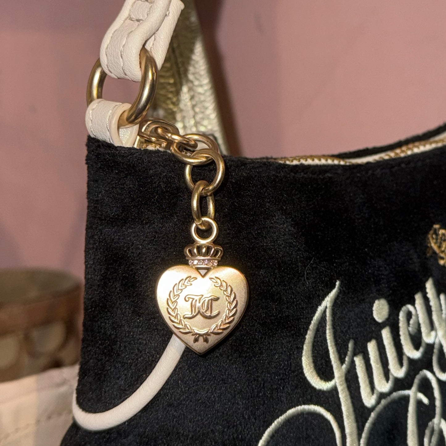 Juicy Couture black velvet adorable ￼shoulder bag with keychain