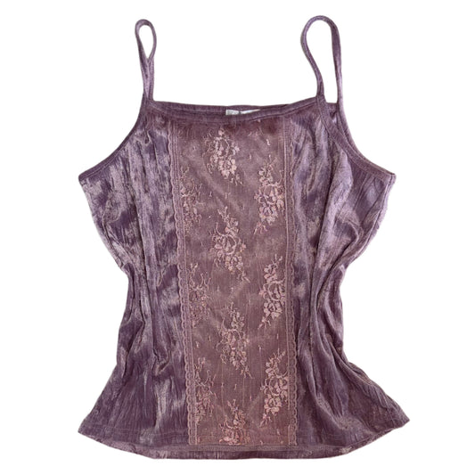 Purple fur trim velvet cami