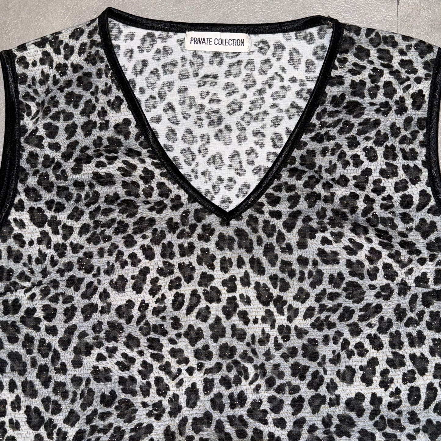 Black sparkly leopard print top
