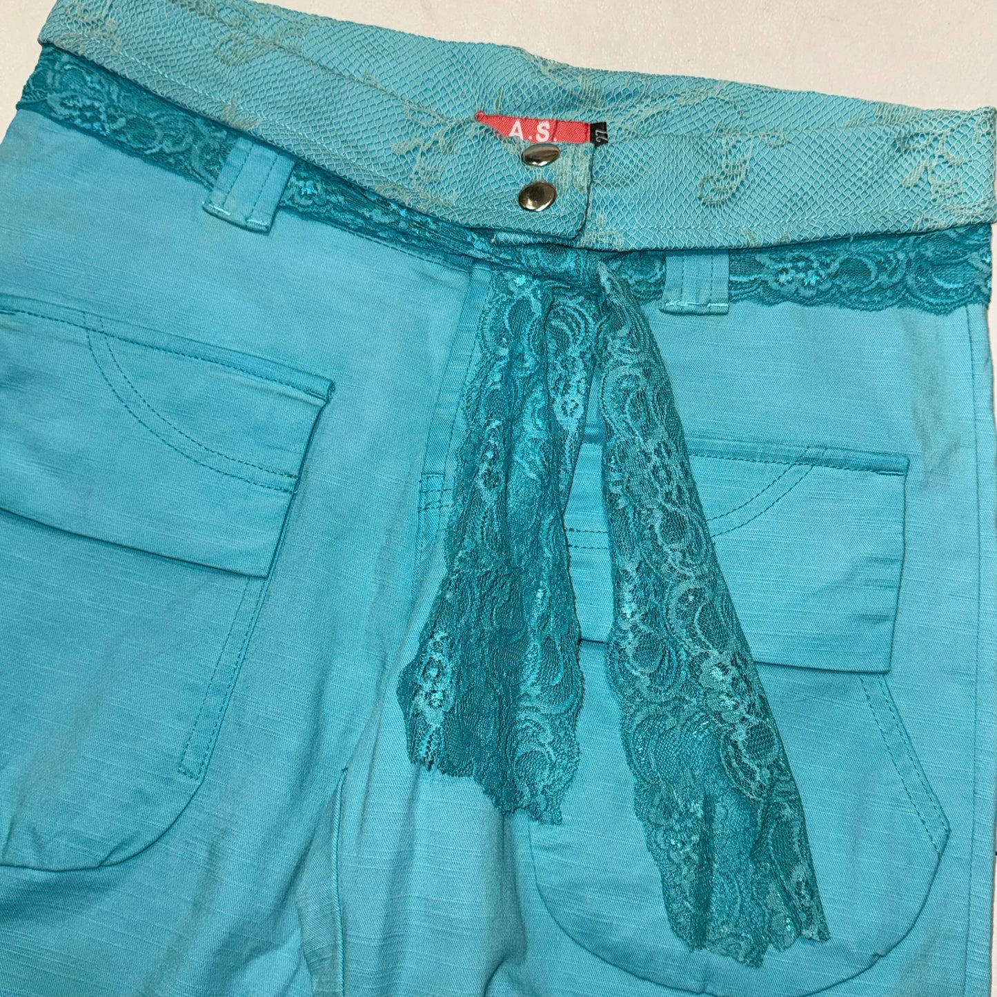 Teal lace jorts