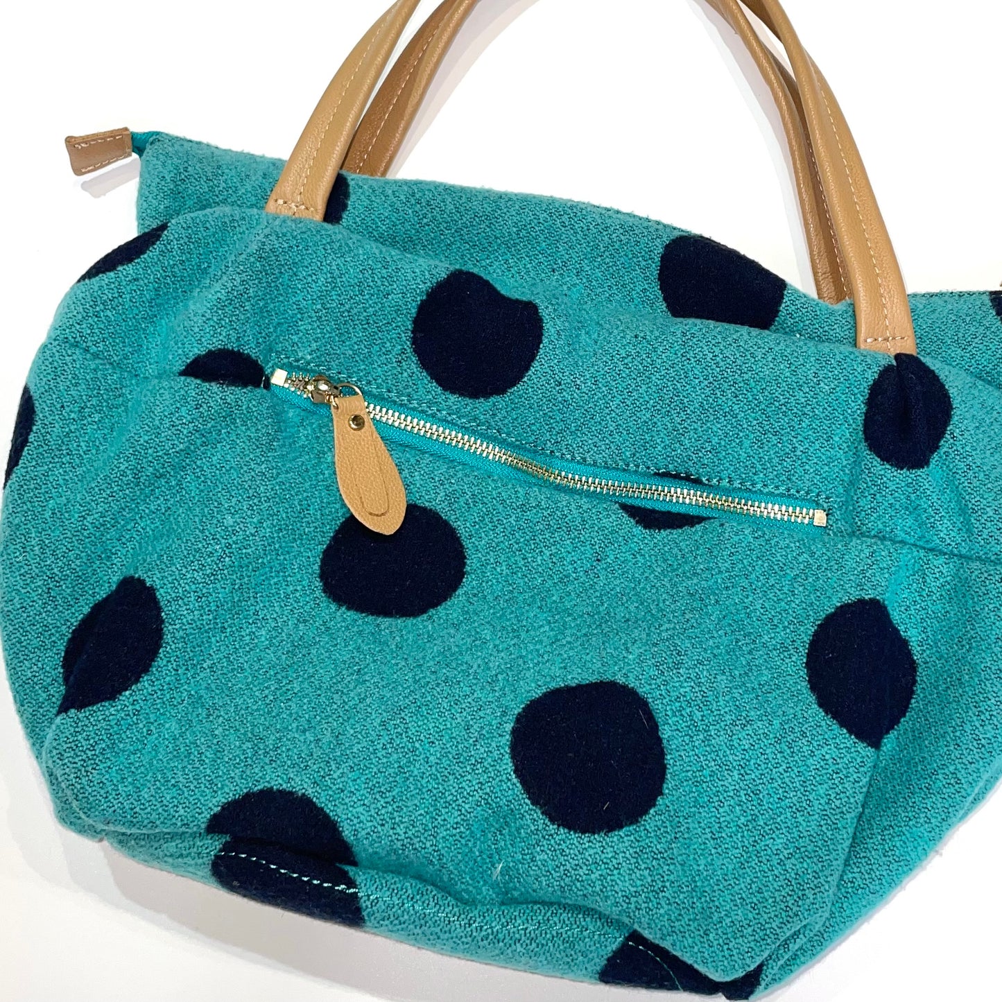 Teal polka dot pillow shoulder bag