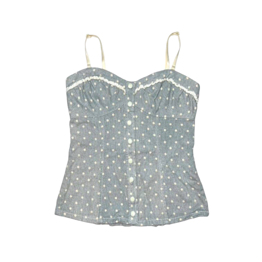 Jaspal Grey denim polka dot tank