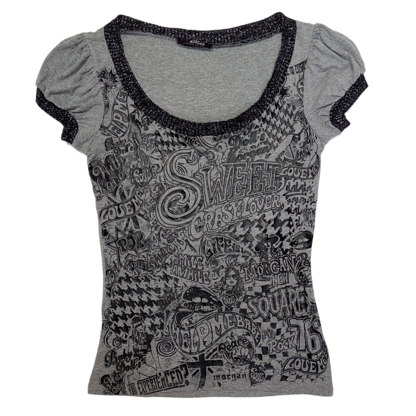 Morgan De Toi big collar grey graphic top