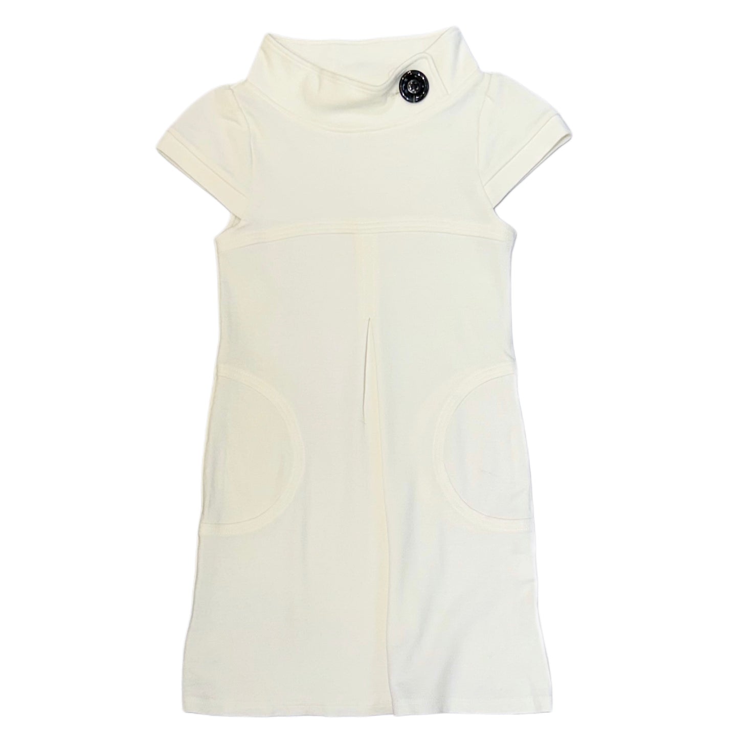 Cream mini dress with button detail