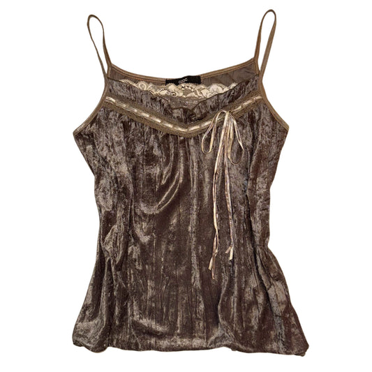Brown velvet lace tank