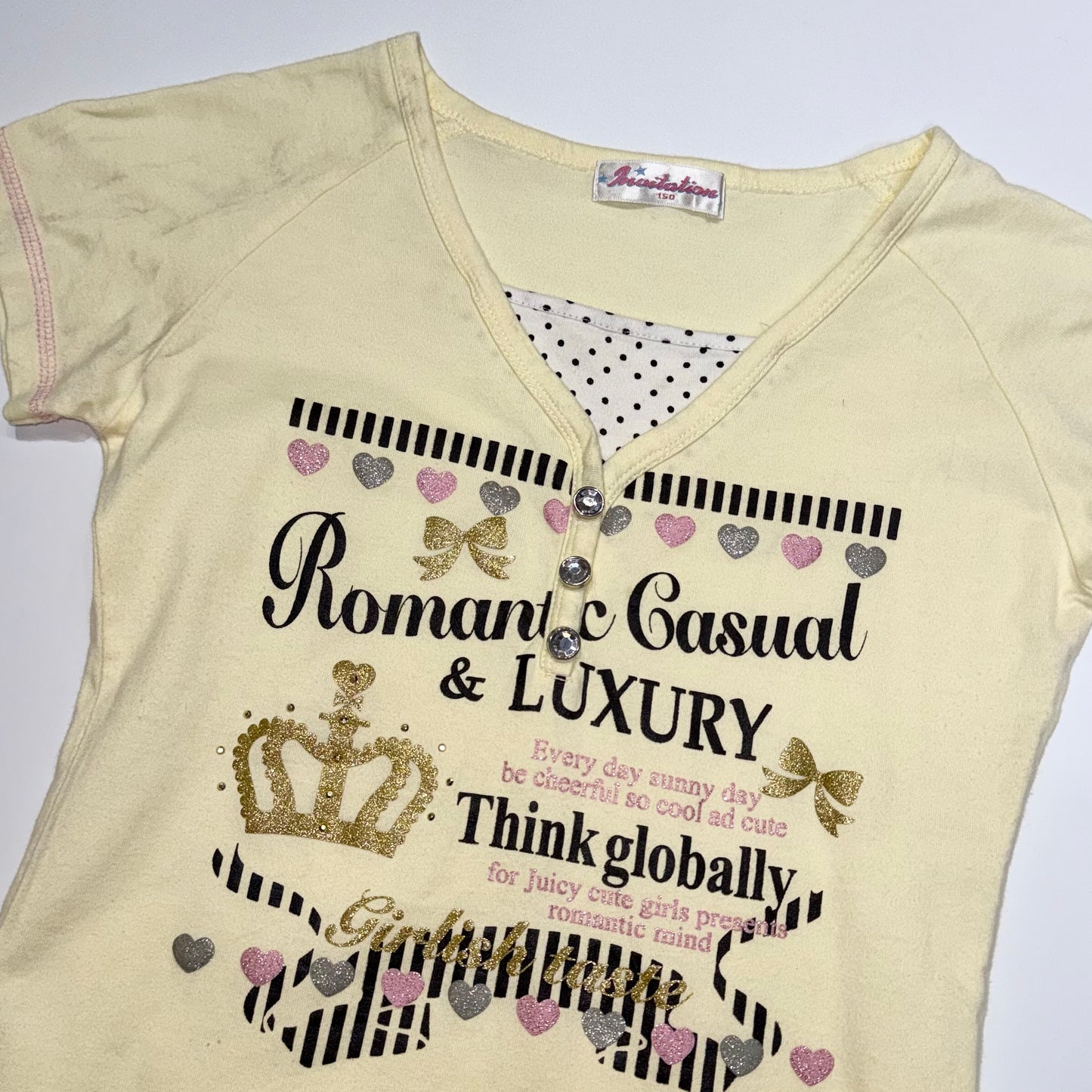 Light yellow polka dot layered top