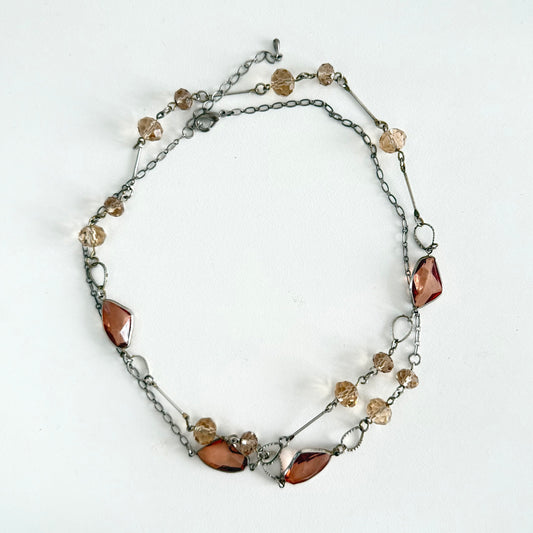 Brown beads long necklace