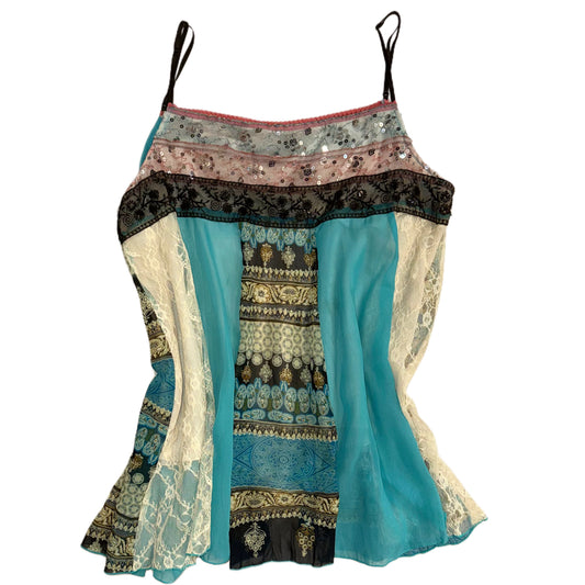 Patchwork embroidered lace cami