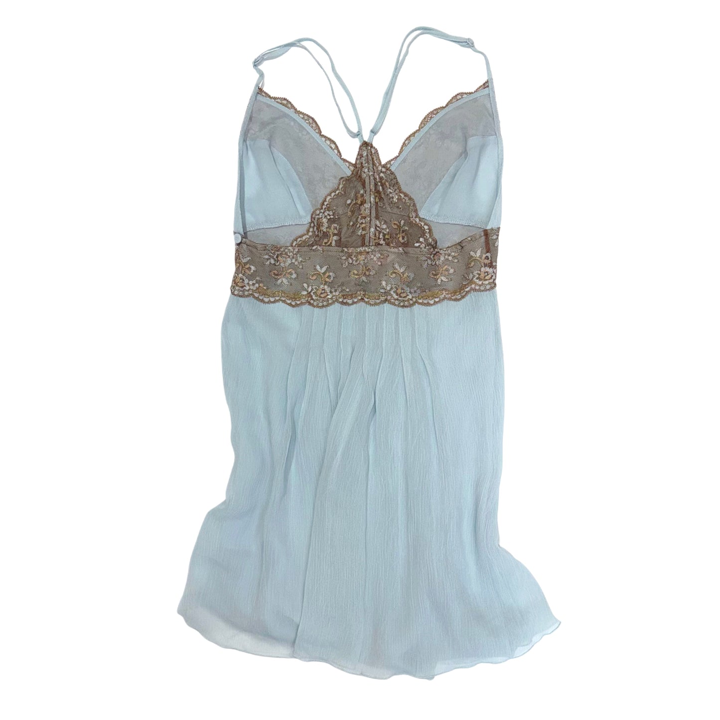 Victoria Secret baby blue brown lace cami