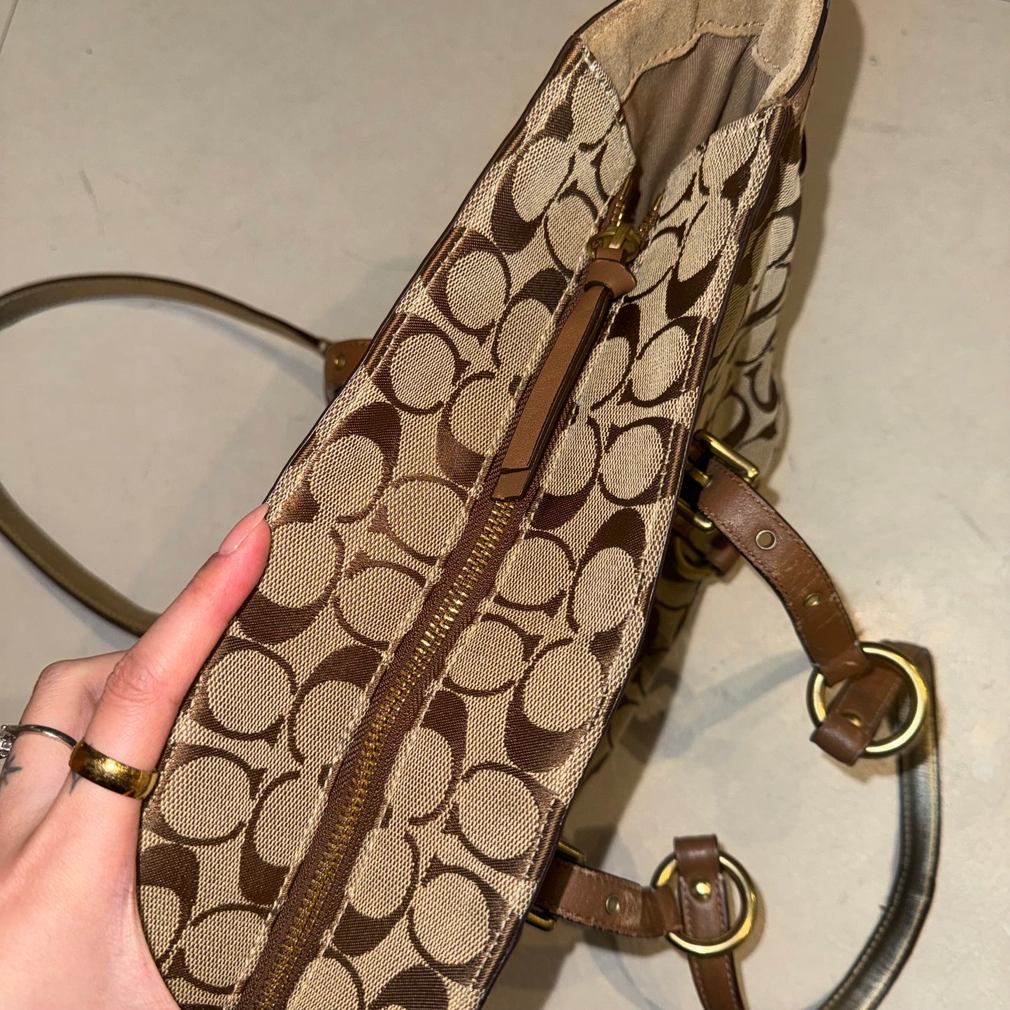 Coach brown suede shoulder bag