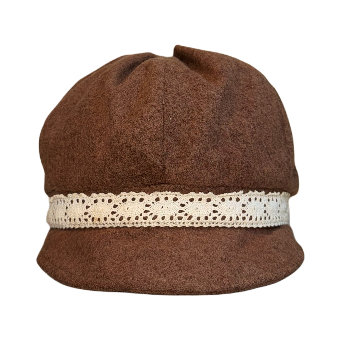 Brown lace trim hat