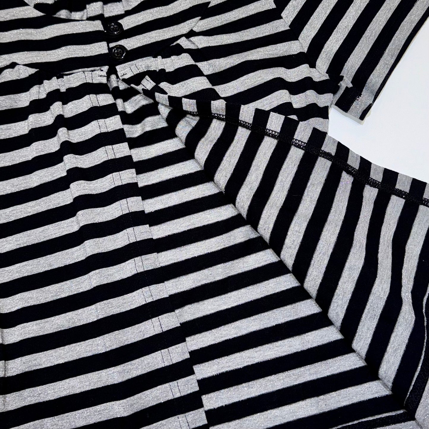 Glittering striped button front top/outer