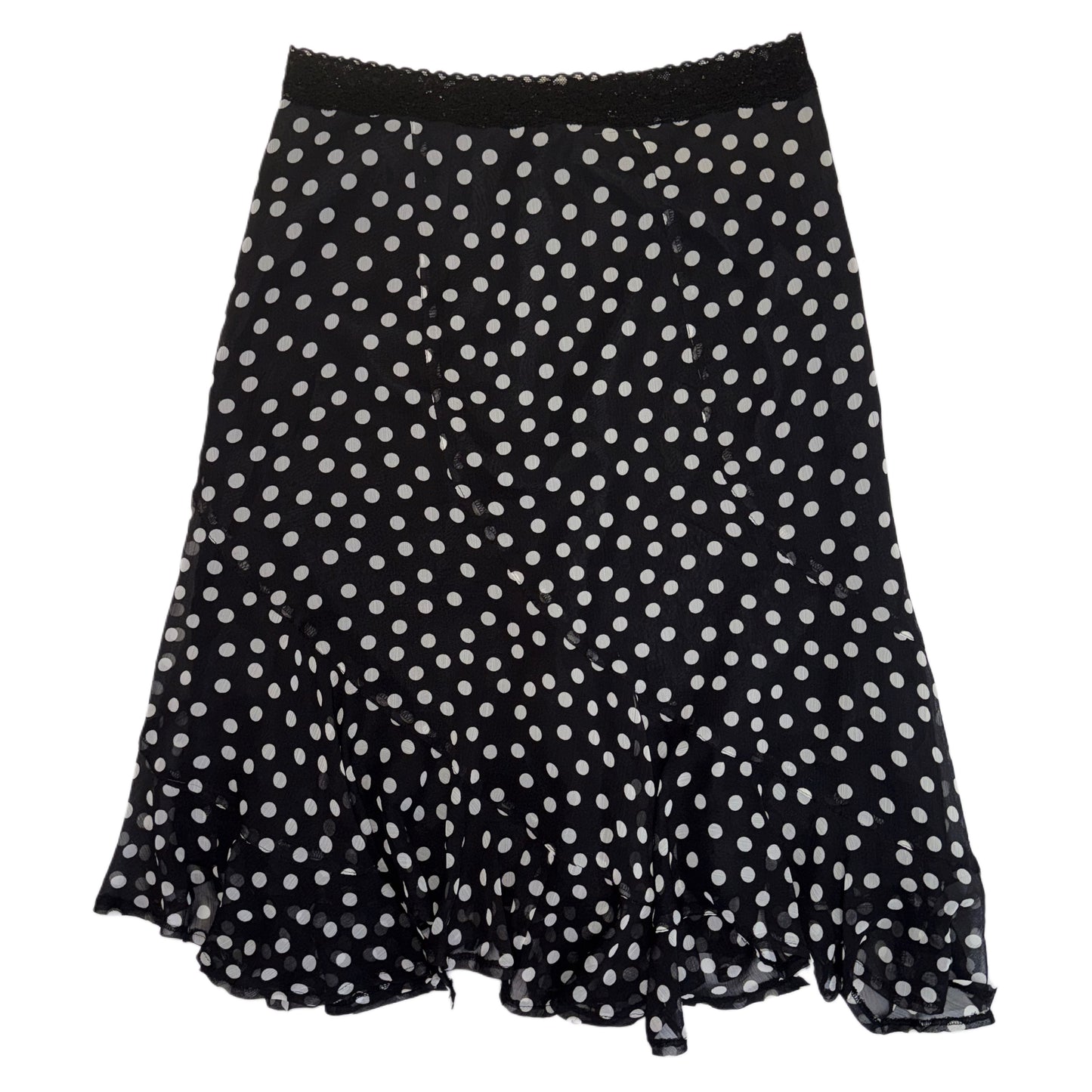 L’est Rose polka dot silk lace skirt