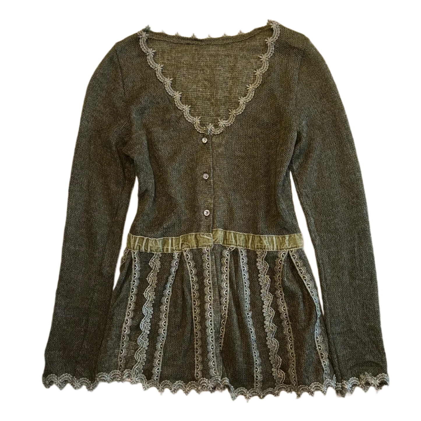 Green knit lace outer