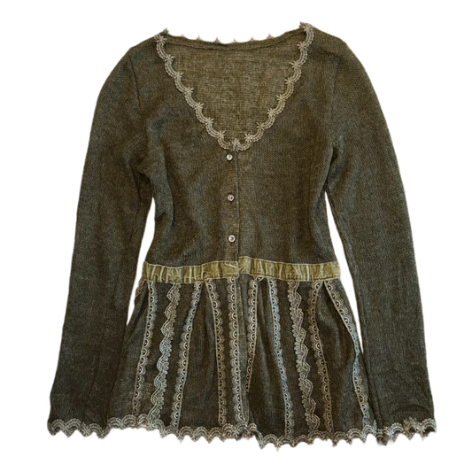 Green knit lace outer