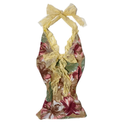 Floral yellow lace top