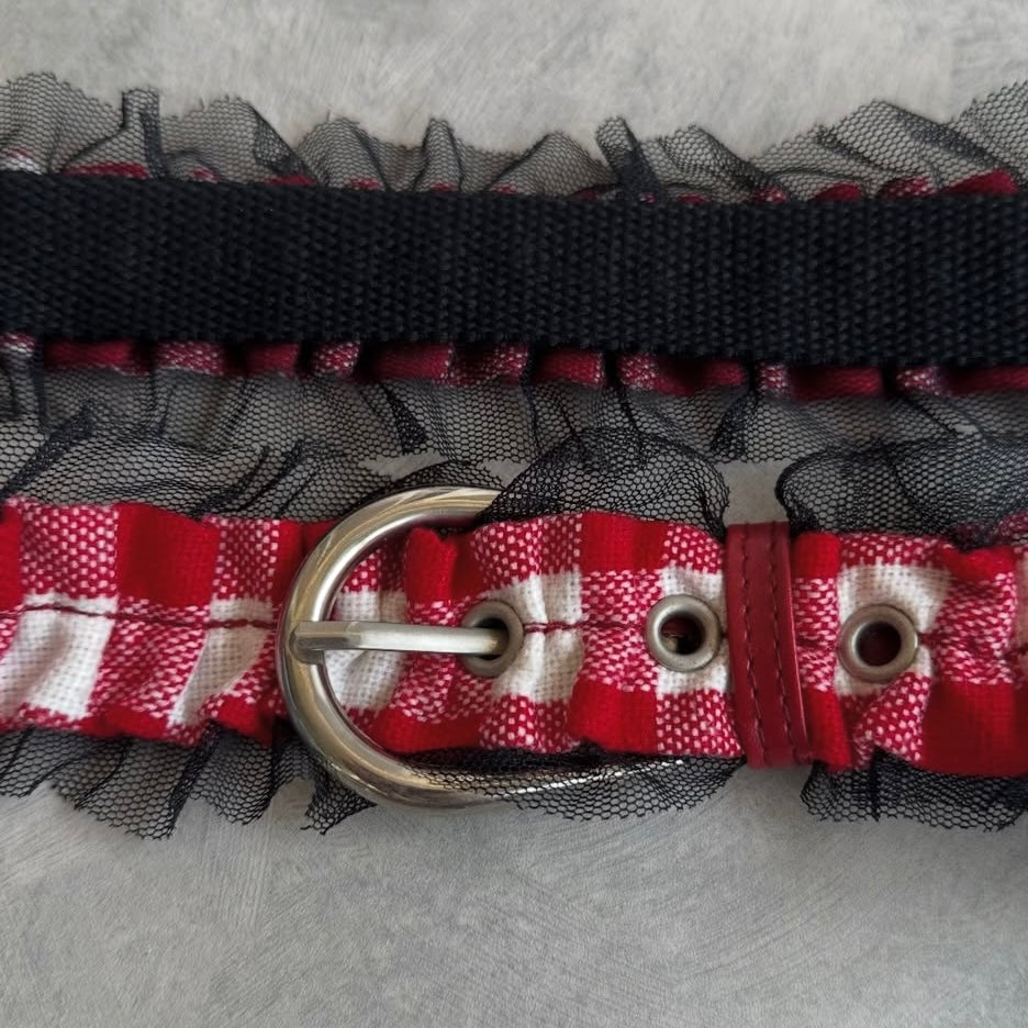 Red checkered belt