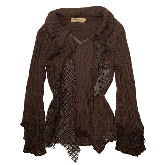 Brown lace patchwork long sleeve