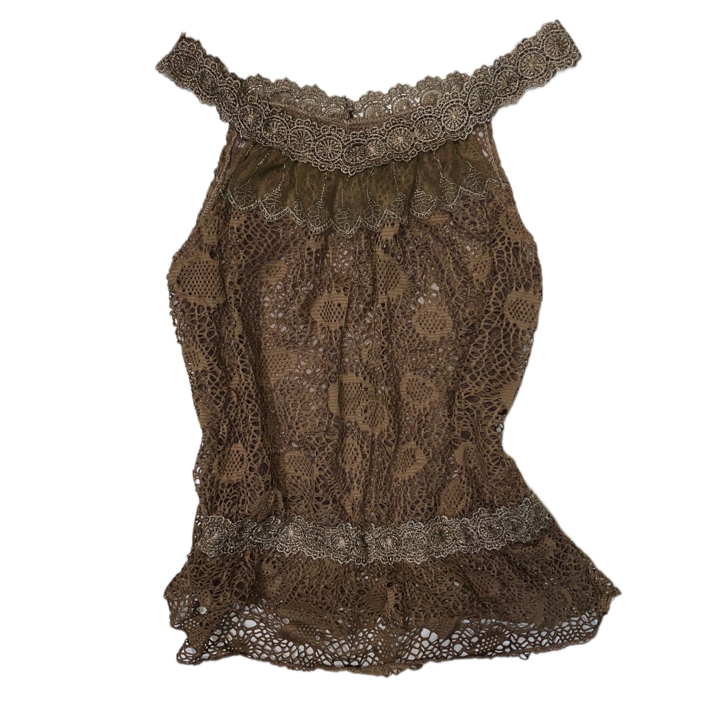 Brown lace mesh top