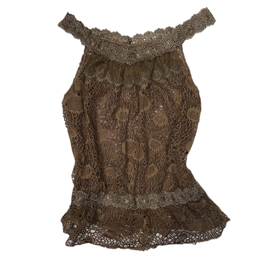 Brown lace mesh top