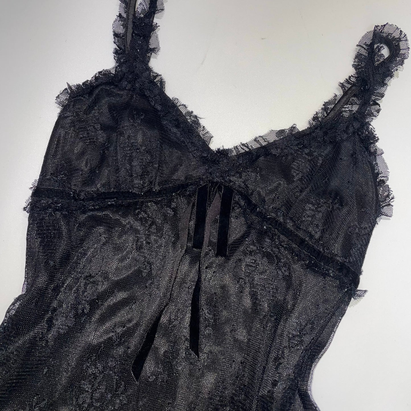 Black lace ruffle cami