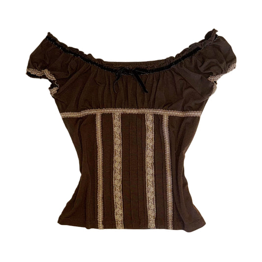 Brown lace top