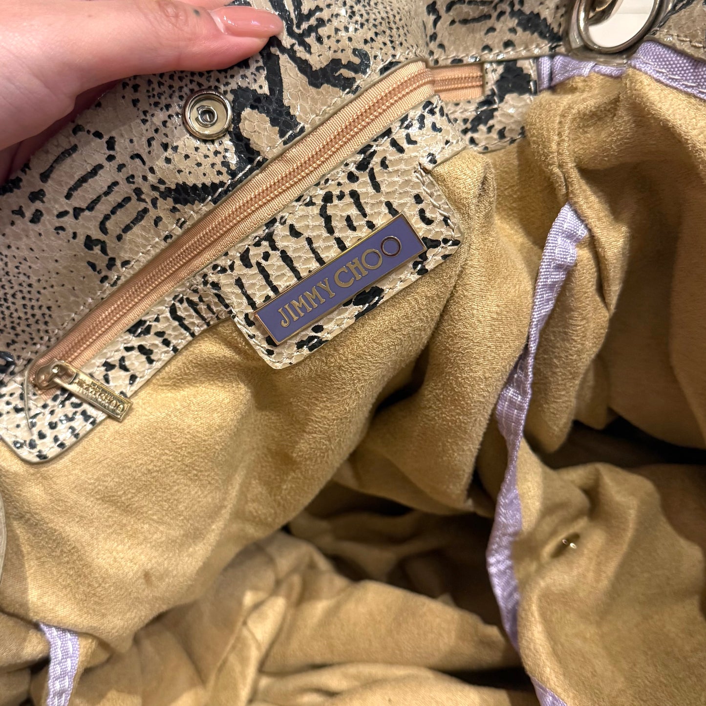 Jimmy Choo genuine python bag with dog-leash clips