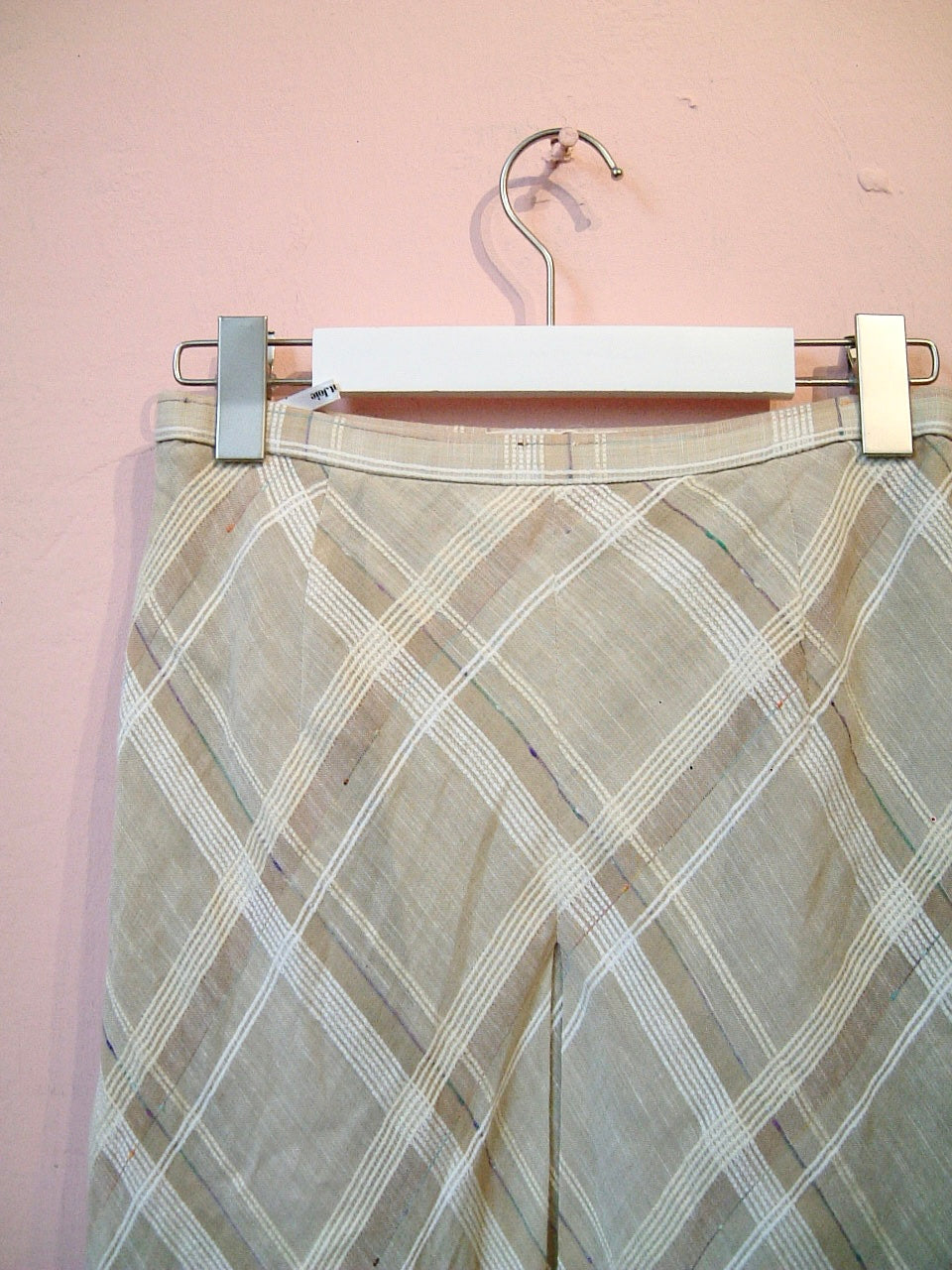 Beige checkered long skirt