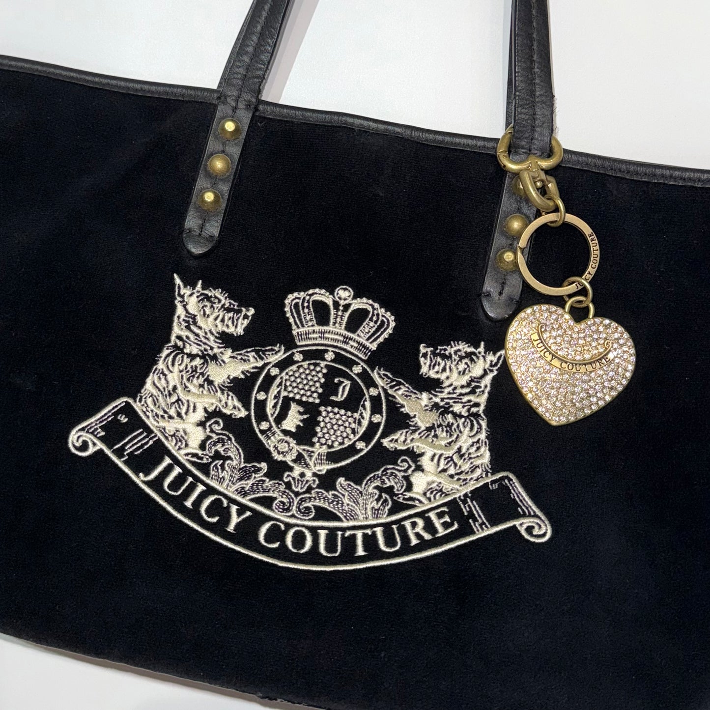 Juicy Couture black shoulder bag with heart keychain