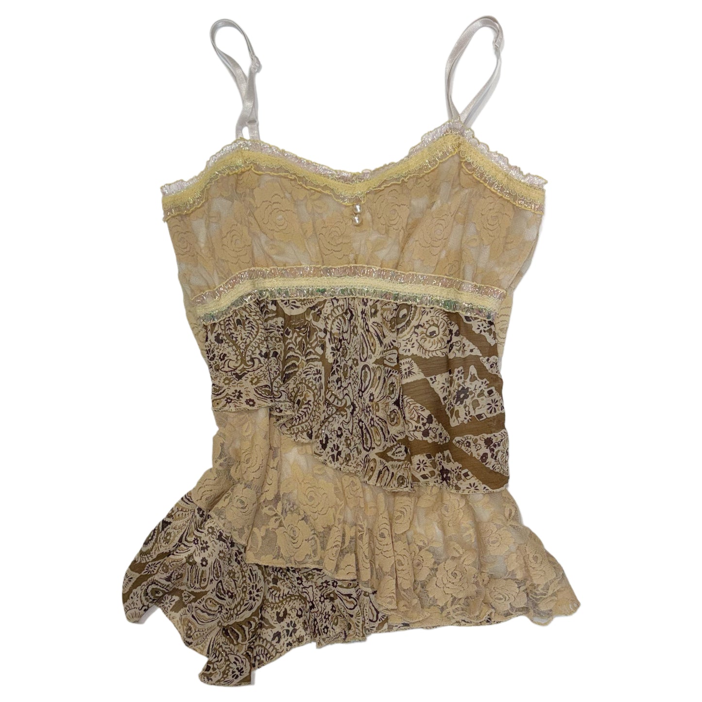 Beige lace paisley layered cami