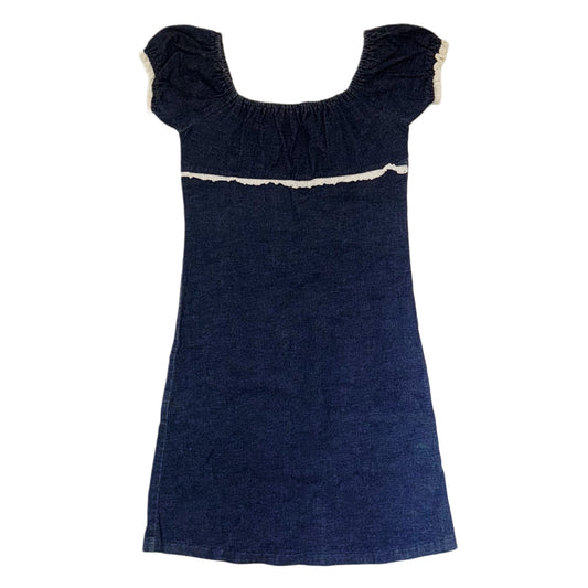 Denim lace trim dress