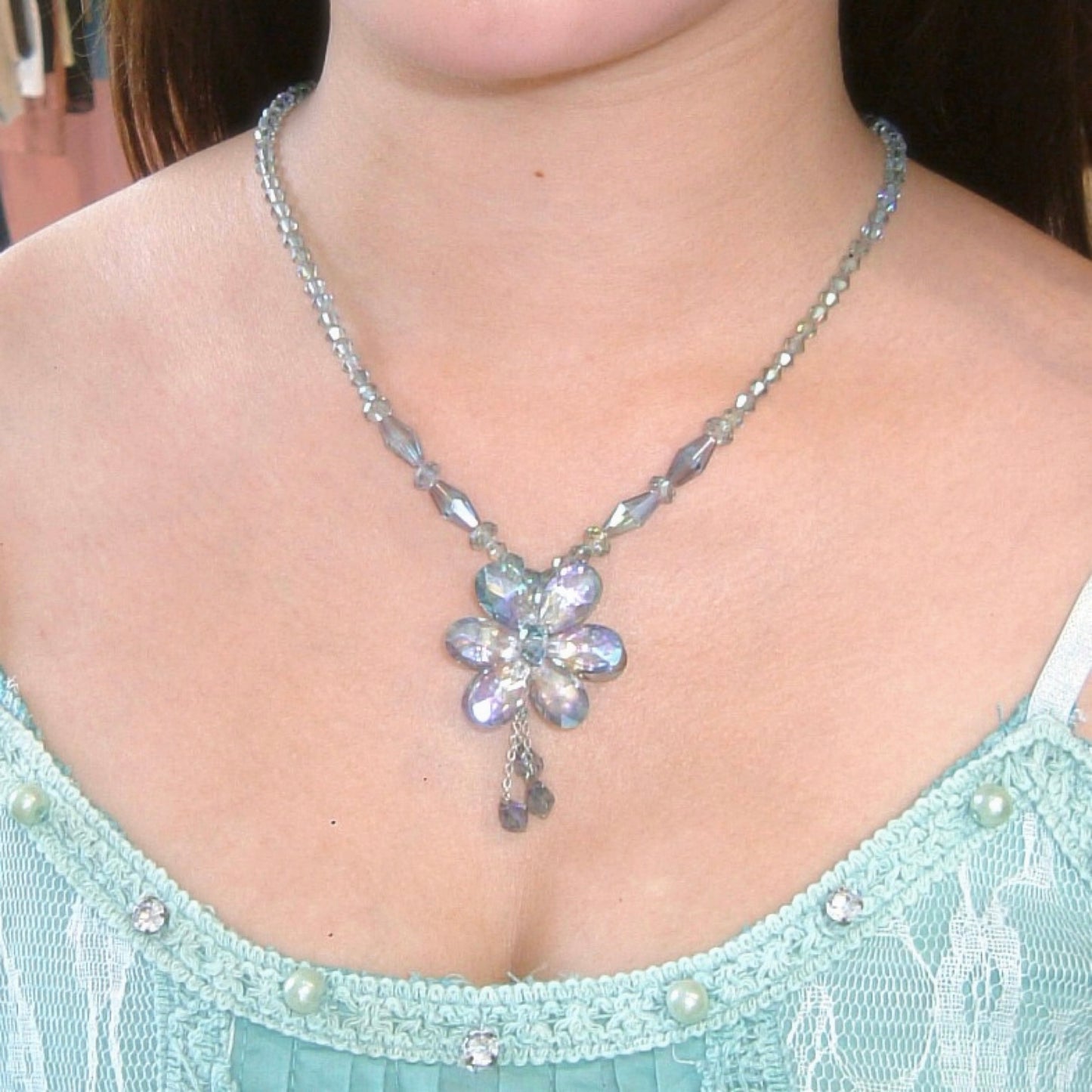 Blue flower necklace