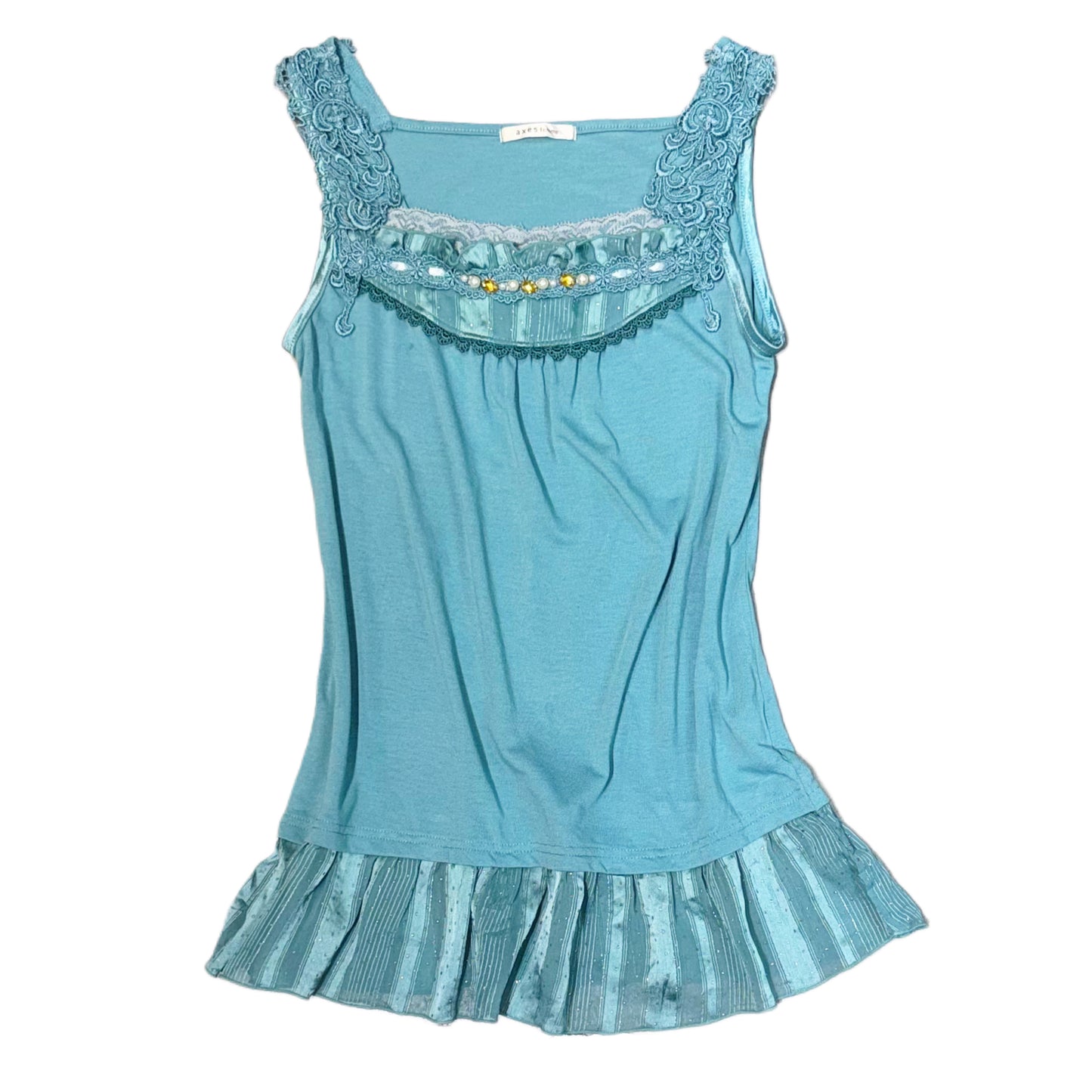 Axes teal lace straps top