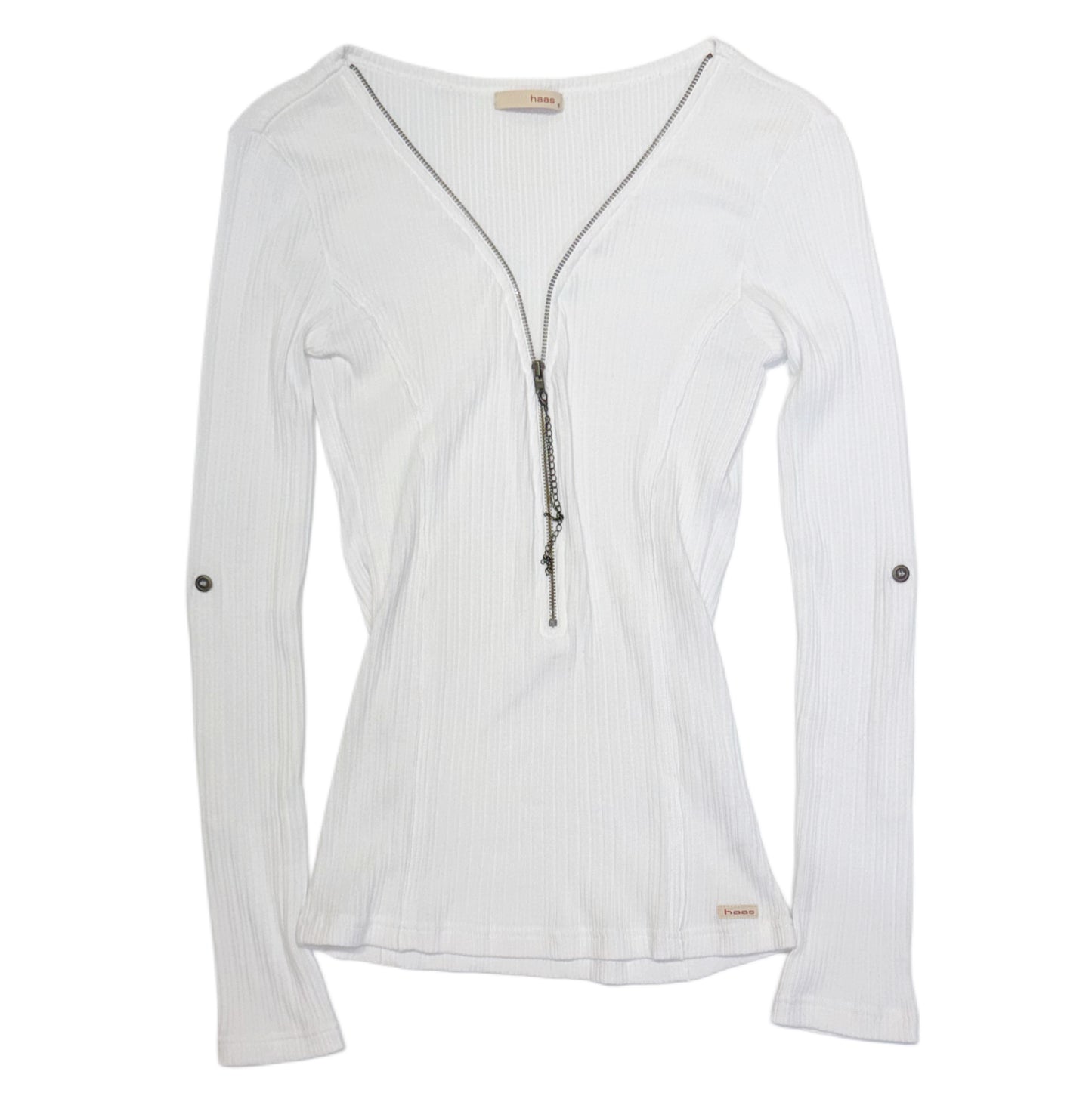 White zipper collar long sleeve