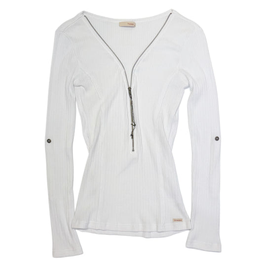 White zipper collar long sleeve